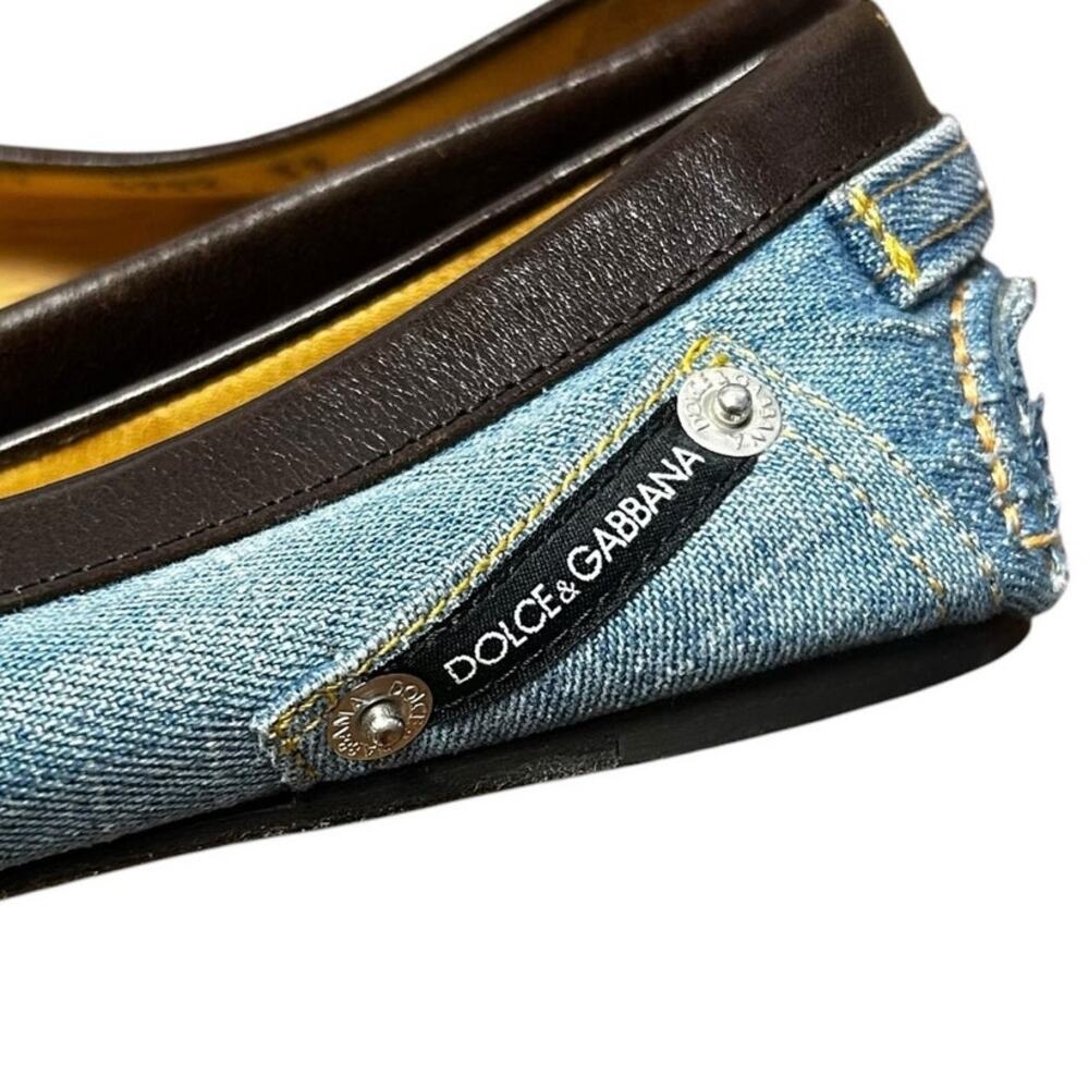 RARE Vintage Dolce & Gabbana Y2K Denim Slip On Moccasins Womens 39 / US 9 - Picture 6 of 12